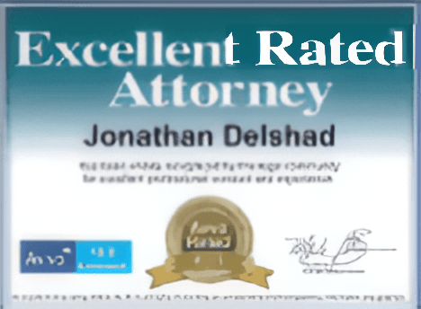Avvo certificate — Excellent Rated Attorney, Jonathan Delshad