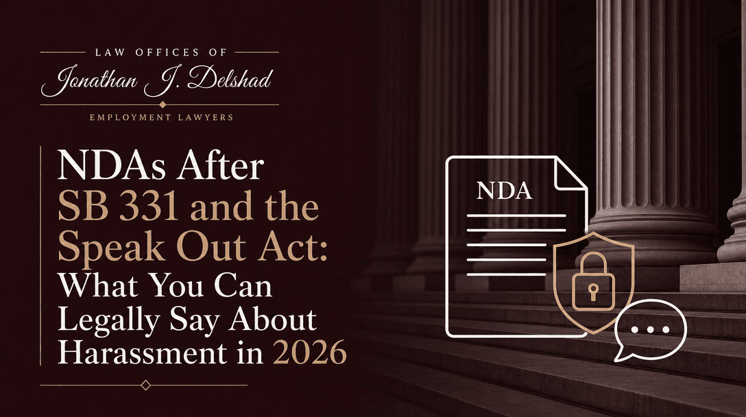 NDAs After SB 331 and the Speak Out Act: What You Can Legally Say About Harassment in 2026 — Law Offices of Jonathan J. Delshad