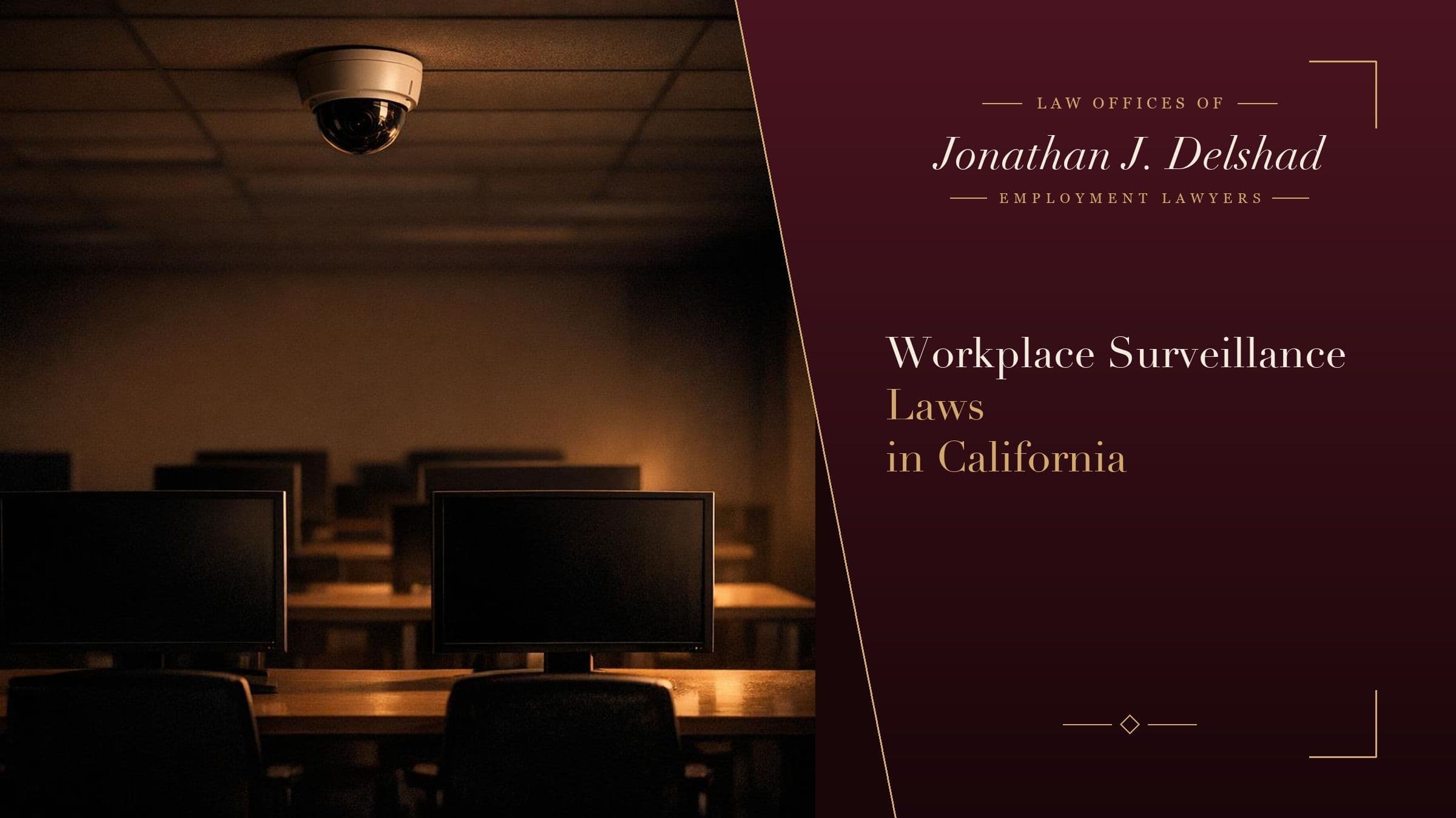 A ceiling-mounted security camera above an open-plan office with rows of desks