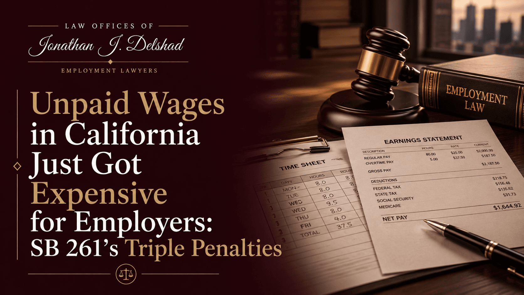Unpaid Wages in California Just Got Expensive for Employers: SB 261's Triple Penalties — Law Offices of Jonathan J. Delshad
