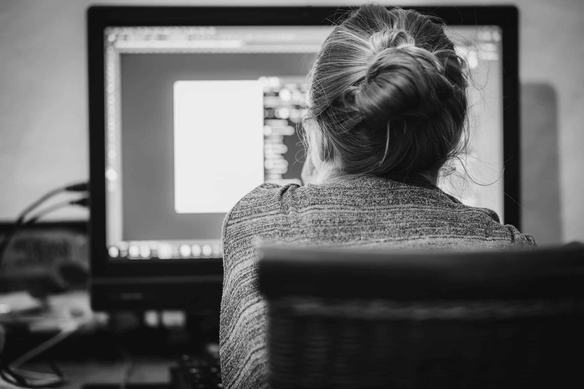 An employee working alone at a desk